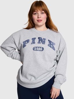 Victoria's Secret - Pink Ivy Fleece Oversized Grey Sweatshirt