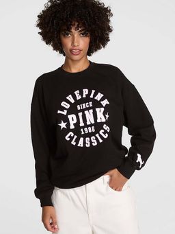 Victoria's Secret - Pink Ivy Fleece Oversized Black Sweatshirt