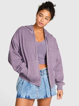 Victoria's Secret - Pink Ivy Fleece Campus Full-Zip Purple Hoodie