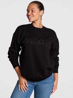 Victoria's Secret - Pink Ivy Fleece Oversized Black Sweatshirt