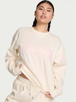 Victoria's Secret - Pink Ivy Fleece Oversized Biege Sweatshirt