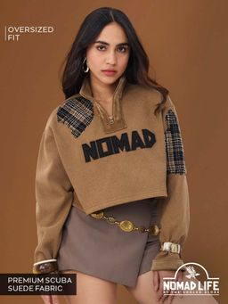 The Souled Store - Official Nomad Rhythm Women Cropped Oversized Sweatshirt