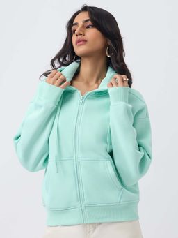 The Souled Store - Zipper Apple Mint Green Women Oversized Hoodies