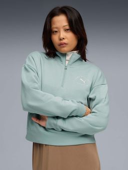 Puma - Class WoMens Half-Zip Green Sweatshirt