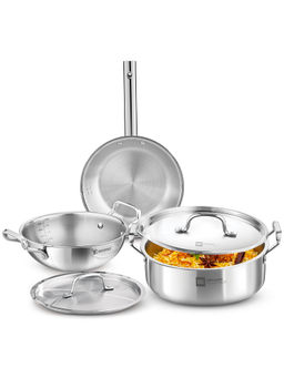 Bergner - Silver Tripro BE Essentials 3 Pc Triply Cookware Set