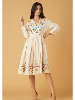BOHO-CHIC By Sukriti Jain - White Floral Midi Bloom Dress