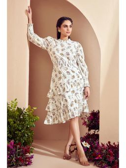 BOHO-CHIC By Sukriti Jain - Grey Dainty Broderie Asymmetrical Dress