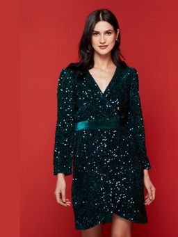 BOHO-CHIC By Sukriti Jain - Green New Years Eve Sequinned Dress