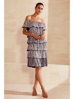 BOHO-CHIC By Sukriti Jain - Black Metallic Off Shoulder Layered Dress