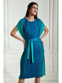BOHO-CHIC By Sukriti Jain - Green Ombre Pleated Midi Kaftan Dress