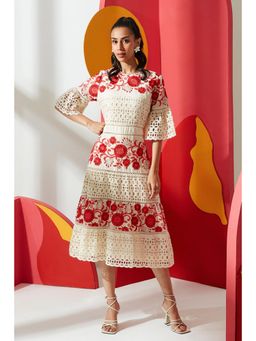 BOHO-CHIC By Sukriti Jain - Cream Striking Embroidery And Cutwork Dress