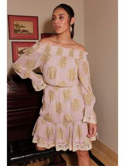 BOHO-CHIC By Sukriti Jain - Pink Off The Shoulder Ivana Dress