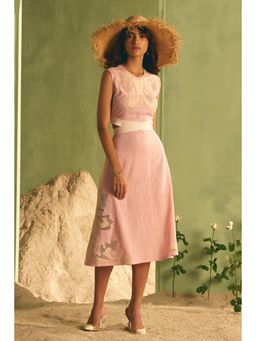 BOHO-CHIC By Sukriti Jain - Pink Caprese Cutwork Embroidered Pastel Midi Dress