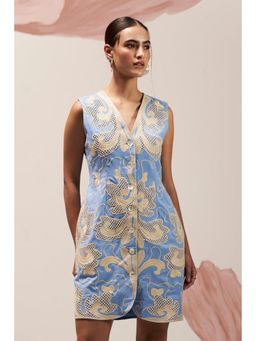 BOHO-CHIC By Sukriti Jain - Blue Pastel Hue Waistcoat Dress