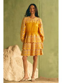 BOHO-CHIC By Sukriti Jain - Yellow Sunkissed Broderie Anglaise Dress