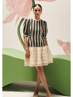 BOHO-CHIC By Sukriti Jain - Black Mix And Match Crochet And Eyelet Lace Dress