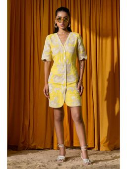 BOHO-CHIC By Sukriti Jain - Yellow Embroidered Waistcoat Dress