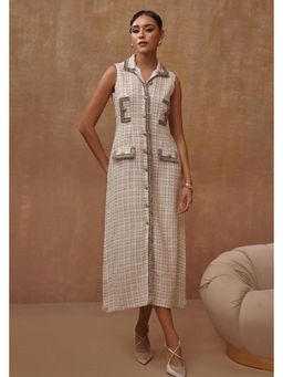 BOHO-CHIC By Sukriti Jain - Cream Nriti Shah In Our Metallic Midi Dress