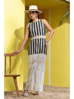 BOHO-CHIC By Sukriti Jain - Black Mix And Match Crochet Maxi Dress