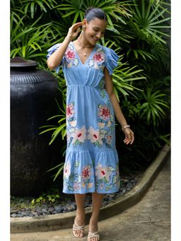 BOHO-CHIC By Sukriti Jain - Blue The Parisian Embroidered Dress