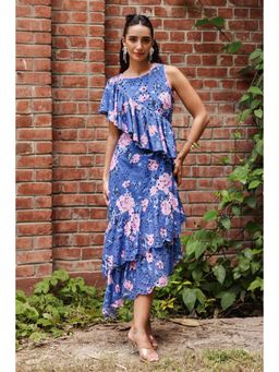 BOHO-CHIC By Sukriti Jain - Blue The Parisian Ruffled Broderie Dress