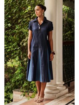 BOHO-CHIC By Sukriti Jain - Blue Cinqiterri Denim Embroidered Midi Dress