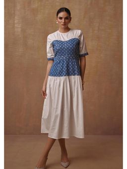 BOHO-CHIC By Sukriti Jain - Blue Metallic Denim Midi Dress