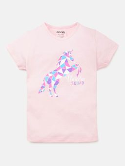 mackly - Girls Printed Light Pink T-Shirt