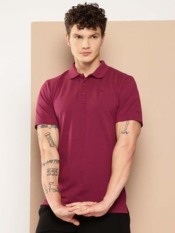 Alcis - Maroon Solid Half Sleeves Polo T-Shirt