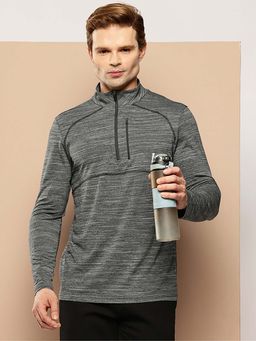 Alcis - Grey Self Design Full Sleeves T-Shirt