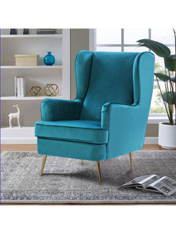 HomeTown - Charm Velvet Arm Chair in Sea Green
