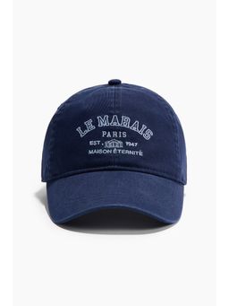 H&M - Women Blue Embroidered-Motif Twill Cap