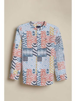Allen Solly - Boys White Cotton Mandarin Neck Shirt