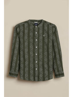 Allen Solly - Boys Olive Cotton Mandarin Neck Shirt