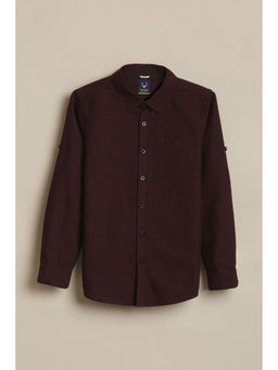 Allen Solly - Boys Maroon Cotton Collar Neck Shirt