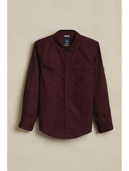 Allen Solly - Boys Maroon Cotton Collar Neck Shirt