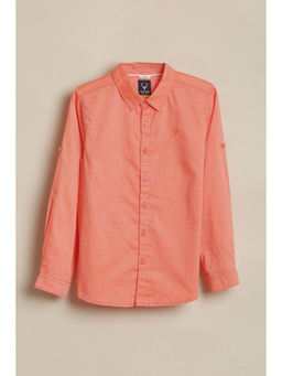 Allen Solly - Boys Peach Cotton Collar Neck Shirt