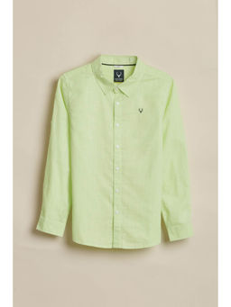 Allen Solly - Boys Green Cotton Blend Collar Neck Shirt