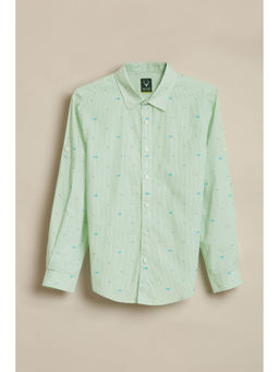 Allen Solly - Boys Green Cotton Collar Neck Shirt