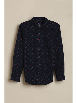 Allen Solly - Boys Navy Blue Cotton Collar Neck Shirt