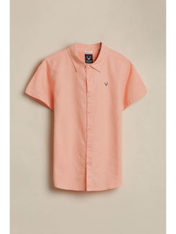 Allen Solly - Boys Peach Cotton Blend Collar Neck Shirt