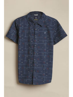 Allen Solly - Boys Navy Blue Cotton Collar Neck Shirt