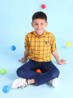 U.S. POLO ASSN. - Boys Yellow Cotton Regular Fit Shirt