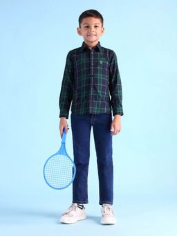 U.S. POLO ASSN. - Boys Blue Cotton Regular Fit Shirt