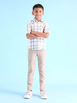 U.S. POLO ASSN. - Boys Beige Cotton Regular Fit Shirt