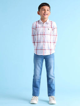 U.S. POLO ASSN. - Boys White Cotton Regular Fit Shirt