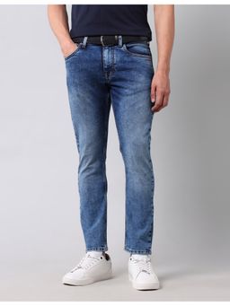 U.S. Polo Assn. Denim Co. - Mens Blue Henry Heavy Faded Tapered Fit Jeans