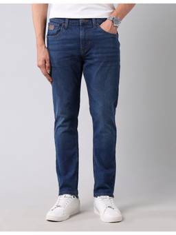 U.S. Polo Assn. Denim Co. - Mens Blue Henry Light Fade Tapered Fit Jeans