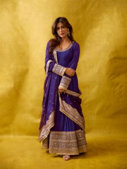 Gopi Vaid - Purple Chitrangada Anarkali With Churidar And Dupatta