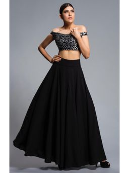 JUHI NANDA - Black Crepe Blouse With Skirt